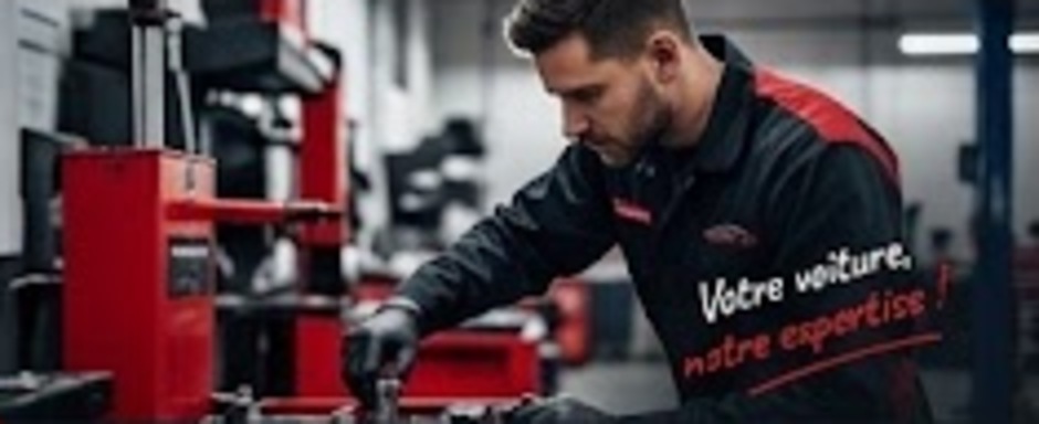 Technicien automobile au travail dans l’atelier Garage440. Votre voiture, notre expertise.